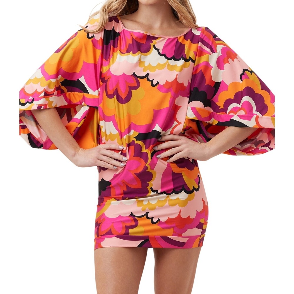 TRINA TURK  Fan‎ Faire Boatneck Tunic Swim Cover-Up Dress Women's Size XS